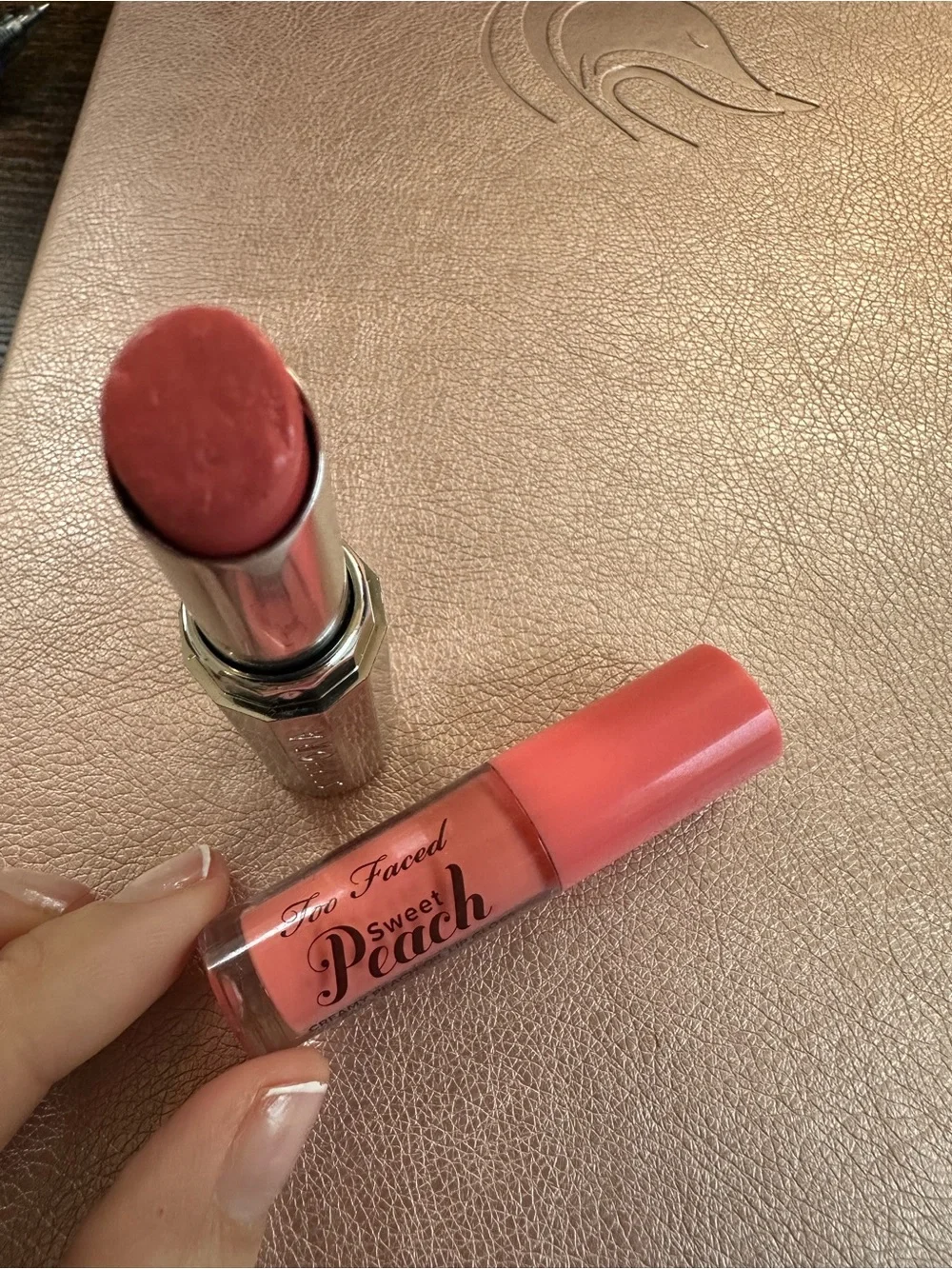 Too Faced Sweet Peach Creamy Peach Lip Gloss & Sephora Rouge Lipstick — 🍑 Peach